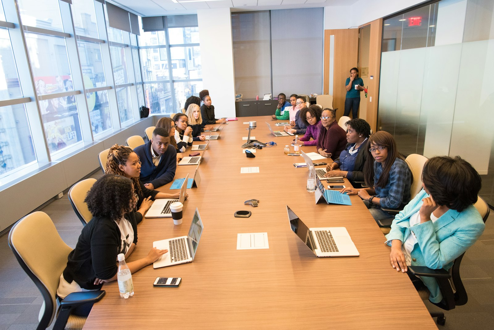 Team gathered around a conference table